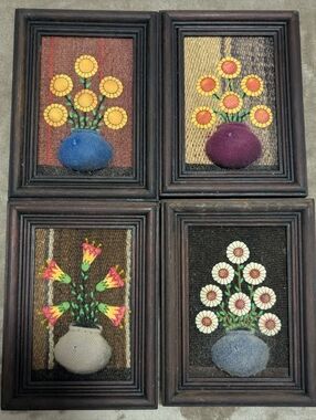 Vintage Norberto Tino Framed Textile Art Bolivia Handmade !! So Cute& Unique